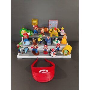Nintendo Super Mario Bros Toy Figures Lot of 18+ Pieces Vehicles Mario Luigi Etc